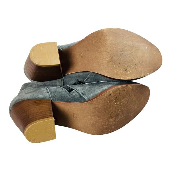 Diba Sophia Womens Gray Suede Ankle Booties Zip Block Heels Snap Button US 8.5 - Picture 7 of 10